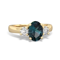 Alexandrite Diamond Three Stone Oval Trellis 14K Yellow Gold ring R4024