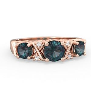 Alexandrite Hugs And Kisses 14K Rose Gold ring R5016