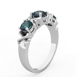 Alexandrite Hugs And Kisses 14K White Gold ring R5016