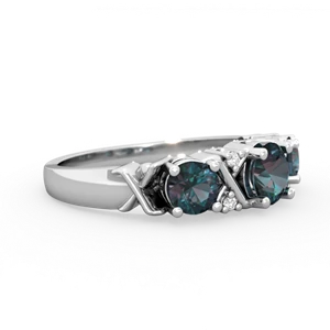 Alexandrite Hugs And Kisses 14K White Gold ring R5016