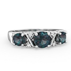 Alexandrite Hugs And Kisses 14K White Gold ring R5016