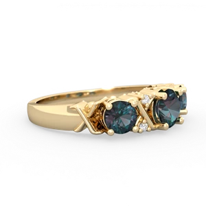 Alexandrite Hugs And Kisses 14K Yellow Gold ring R5016