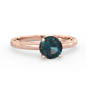 Alexandrite Milgrain Filigree 14K Rose Gold ring R5090