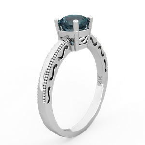 Alexandrite Milgrain Filigree 14K White Gold ring R5090