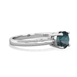 Alexandrite Milgrain Filigree 14K White Gold ring R5090