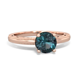 Alexandrite Milgrain Filigree 14K Rose Gold ring R5090