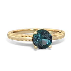 Alexandrite Milgrain Filigree 14K Yellow Gold ring R5090