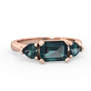 Alexandrite Three Stone 14K Rose Gold ring R5235