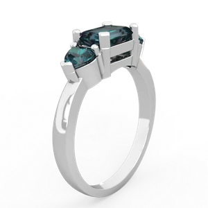 Alexandrite Three Stone 14K White Gold ring R5235