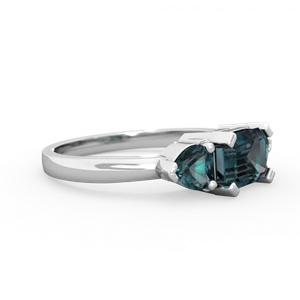 Alexandrite Three Stone 14K White Gold ring R5235