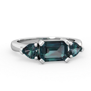 Alexandrite Three Stone 14K White Gold ring R5235