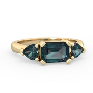 Alexandrite Three Stone 14K Yellow Gold ring R5235