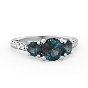 Alexandrite Pave Trellis 14K White Gold ring R5500