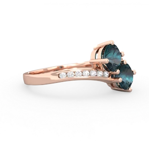 Alexandrite Channel Set Two Stone 14K Rose Gold ring R5303