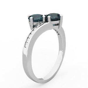Alexandrite Channel Set Two Stone 14K White Gold ring R5303