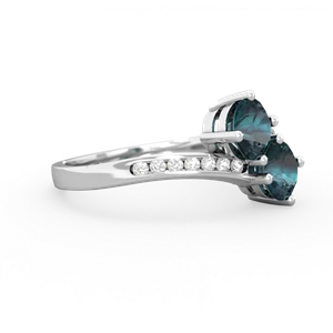 Alexandrite Channel Set Two Stone 14K White Gold ring R5303