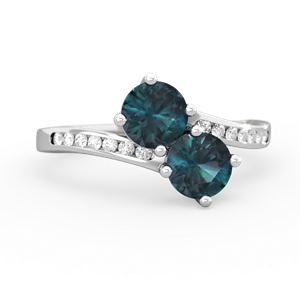 Alexandrite Channel Set Two Stone 14K White Gold ring R5303