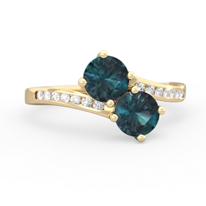 Alexandrite Channel Set Two Stone 14K Yellow Gold ring R5303