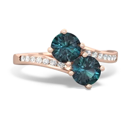 Alexandrite Channel Set Two Stone 14K Rose Gold ring R5303