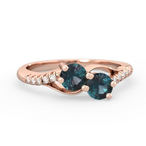 Alexandrite Infinity Pave Two Stone 14K Rose Gold ring R5285