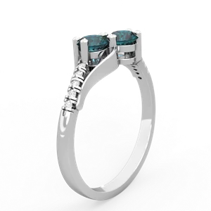 Alexandrite Infinity Pave Two Stone 14K White Gold ring R5285
