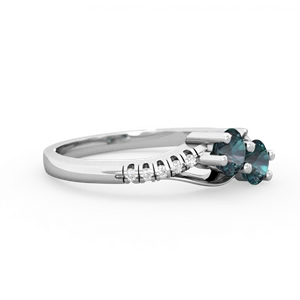 Alexandrite Infinity Pave Two Stone 14K White Gold ring R5285