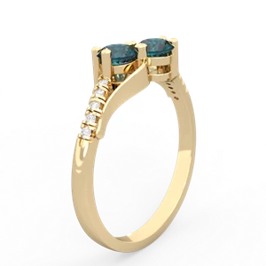 Alexandrite Infinity Pave Two Stone 14K Yellow Gold ring R5285