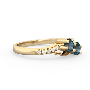 Alexandrite Infinity Pave Two Stone 14K Yellow Gold ring R5285