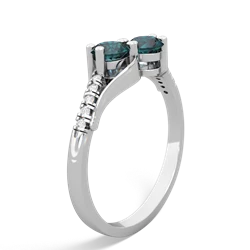 Alexandrite Infinity Pave Two Stone 14K White Gold ring R5285