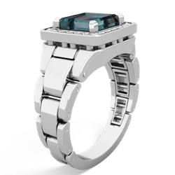 Alexandrite Men's Watch 14K White Gold ring R0510
