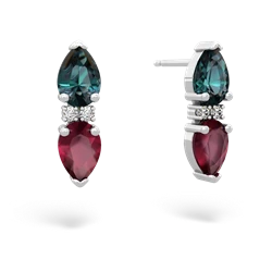 Alexandrite Bowtie Drop 14K White Gold earrings E0865