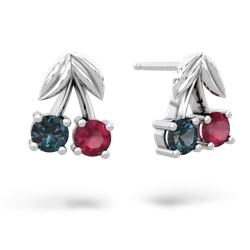 Alexandrite Sweet Cherries 14K White Gold earrings E7001