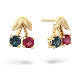 Alexandrite Sweet Cherries 14K Yellow Gold earrings E7001