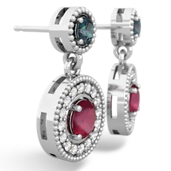 Alexandrite Halo Dangle 14K White Gold earrings E5319