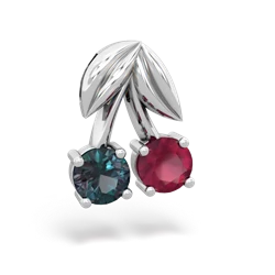 Alexandrite Sweet Cherries 14K White Gold pendant P7001