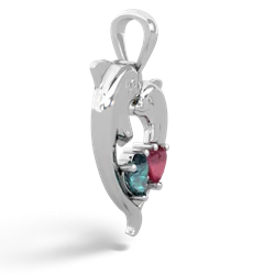 Alexandrite Dolphin Heart 14K White Gold pendant P5820