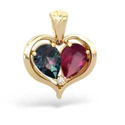 Alexandrite Two Become One 14K Yellow Gold pendant P5330