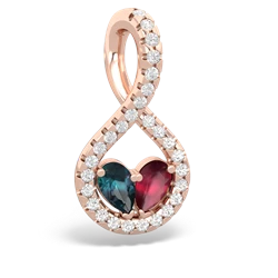 Alexandrite Pave Twist 'One Heart' 14K Rose Gold pendant P5360