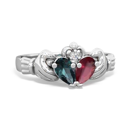 Alexandrite 'Our Heart' Claddagh 14K White Gold ring R2388