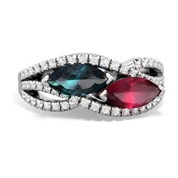 Alexandrite Diamond Rivers 14K White Gold ring R3070