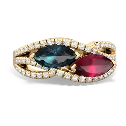 Alexandrite Diamond Rivers 14K Yellow Gold ring R3070