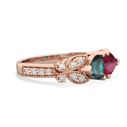 Alexandrite Diamond Butterflies 14K Rose Gold ring R5601