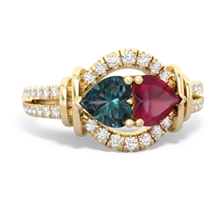 Alexandrite Art-Deco Keepsake 14K Yellow Gold ring R5630