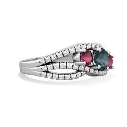 Alexandrite Three Stone Aurora 14K White Gold ring R3080