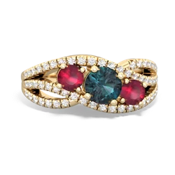 Alexandrite Three Stone Aurora 14K Yellow Gold ring R3080