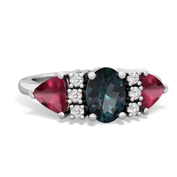 Alexandrite Antique Style Three Stone 14K White Gold ring R2186