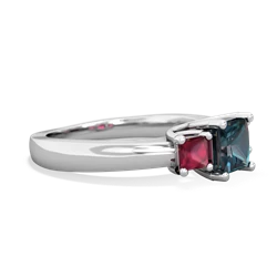 Alexandrite Three Stone Trellis 14K White Gold ring R4015