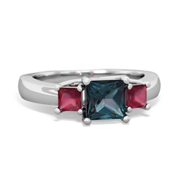 Alexandrite Three Stone Trellis 14K White Gold ring R4015