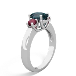 Alexandrite Three Stone Oval Trellis 14K White Gold ring R4024