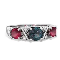 Alexandrite Hugs And Kisses 14K White Gold ring R5016